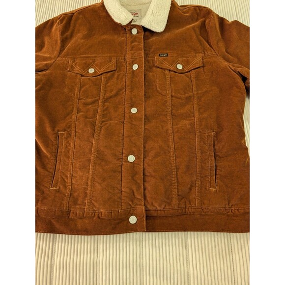 Wrangler Corduroy Jacket Men’s XL Rust Brown Sherpa Lined Trucker Pockets - Picture 5 of 13